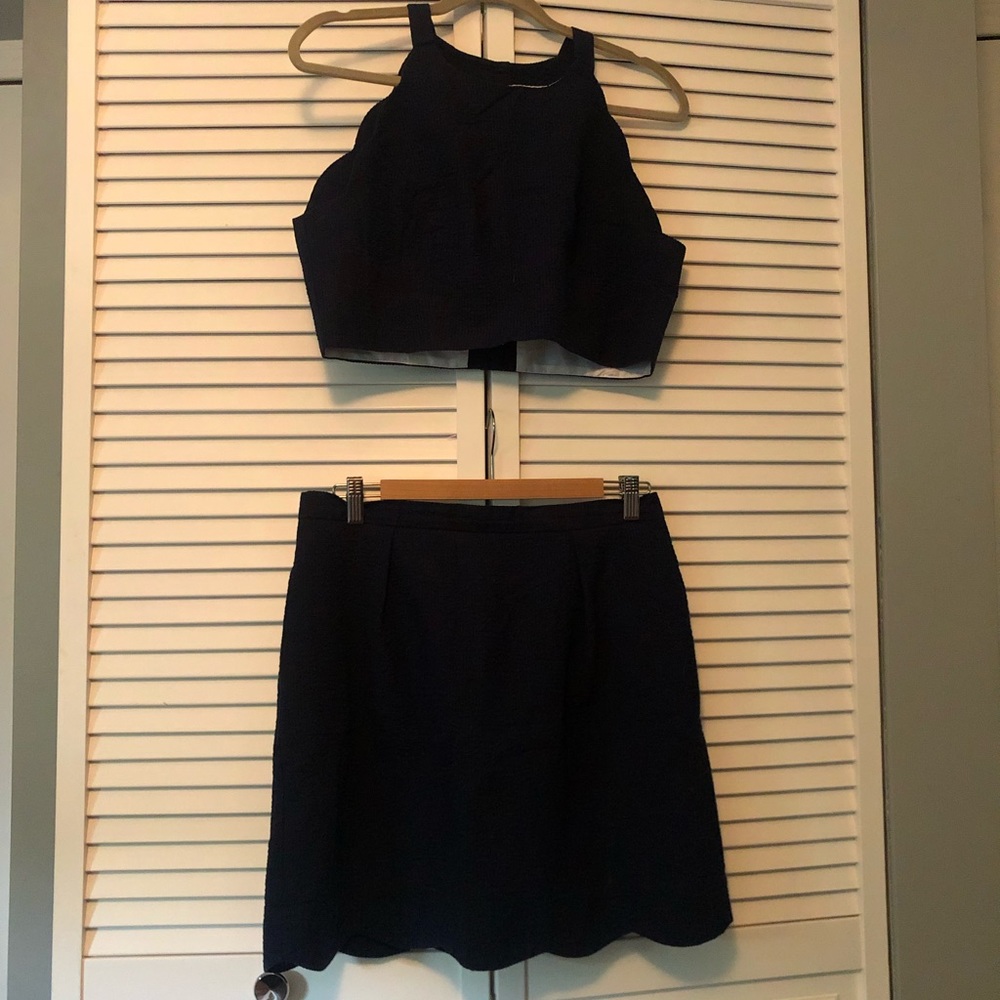 Navy Seersucker 2 Piece Set